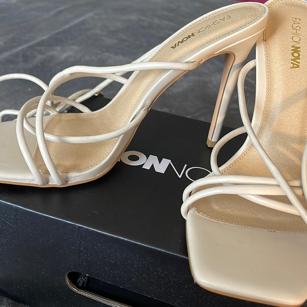 Size 10 strappy heels, never worn